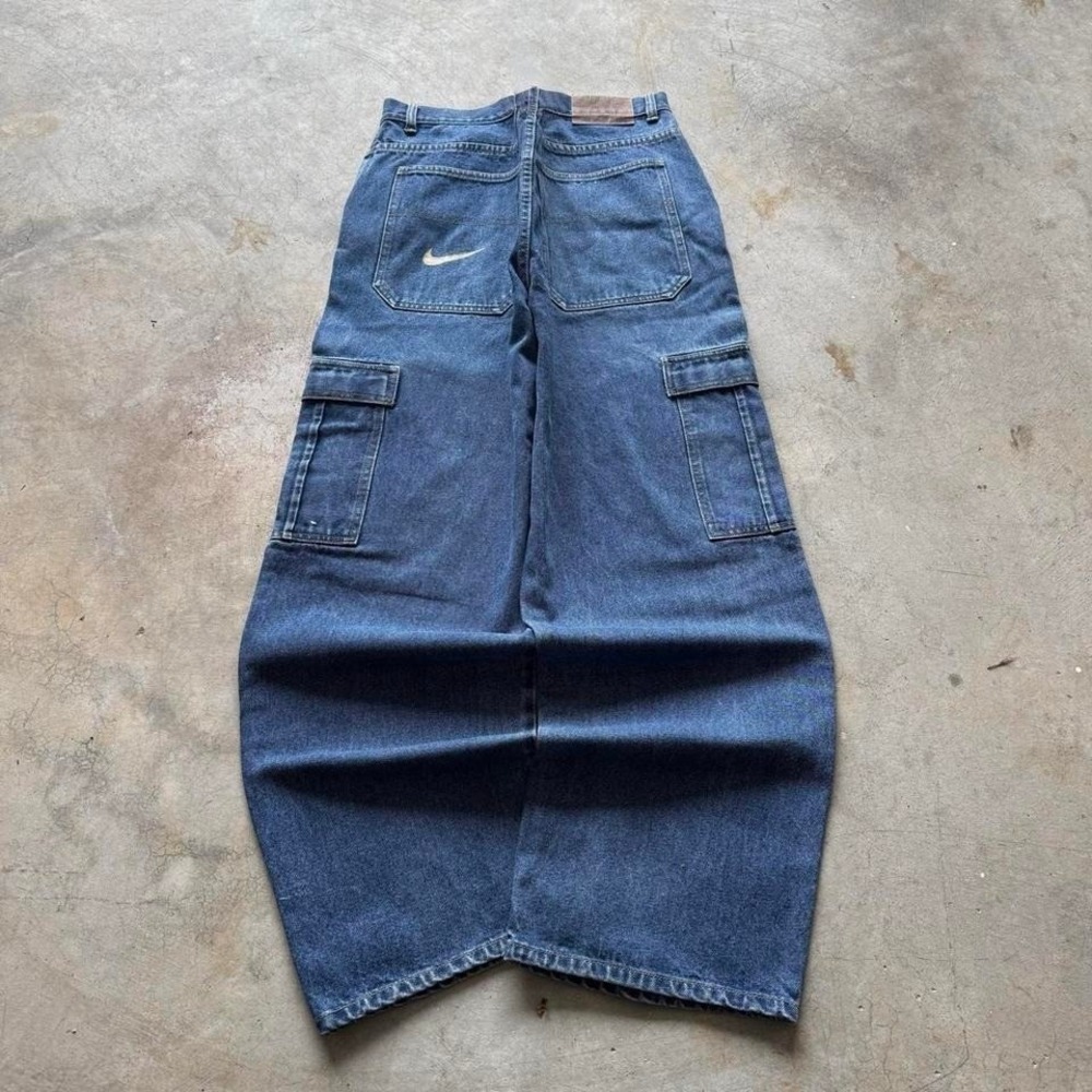 Baggy Denim Cargo Fuse Wide Leg Jnco Styl Skater Y2k Vintage Jeans 38x32